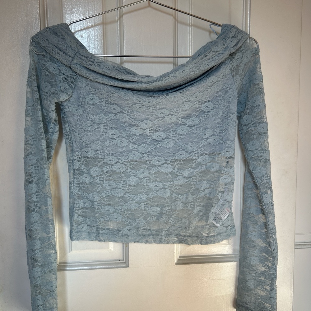 Edikted Soft Blue Lace Top